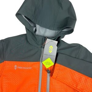 Free Country Softshell‎ Jacket Boys Size XL 10/12 Orange Gray Soft Lining NEW!